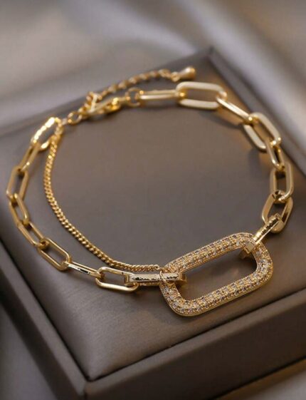 HS Jewellery Luxe Crystal Lock Chain Bracelet
