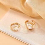 HS Jewellery Golden Pearl Adjustable Ring Set